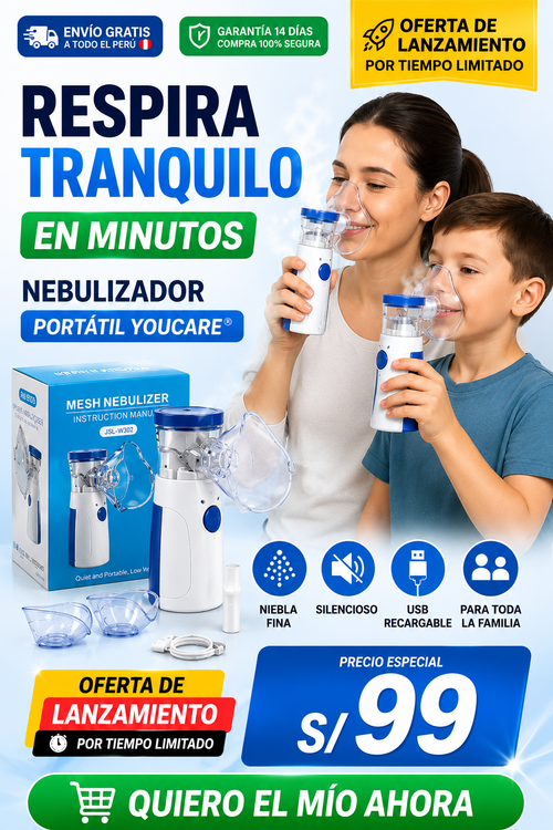💙 NEBULIZADOR PORTÁTIL 🌿 Bienestar Respiratorio para Toda la Familia