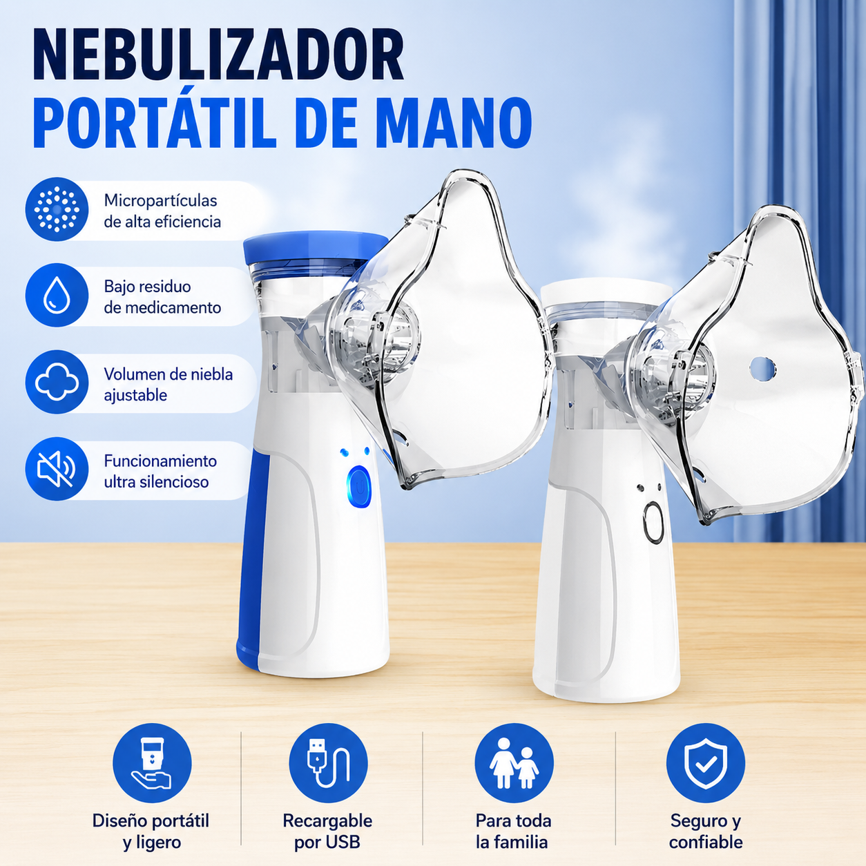 💙 NEBULIZADOR PORTÁTIL 🌿 Bienestar Respiratorio para Toda la Familia