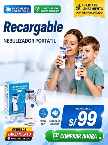 💙 NEBULIZADOR PORTÁTIL FAMILIAR 3 EN 1🌿  -  para usar en casa o de viaje